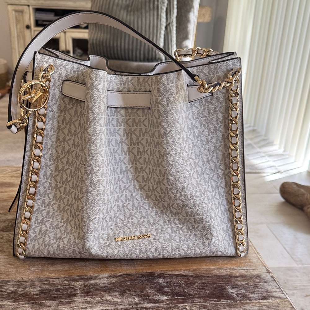 Michael Kors Monogram Tote with Gold Accents
